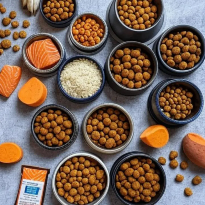 Rozłożone na płasko karmy i przysmaki dla psów z oferty PawMarketPL